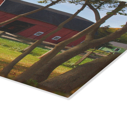 U R There Photography Hough Road Red II Rustic Farmhouse Tempered-Glass Cutting Board