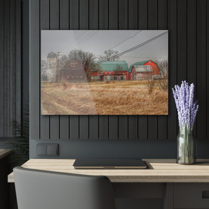 U R There Photography Mound Road Reds and Silo Rustic Farmhouse Acrylic Wall Print
