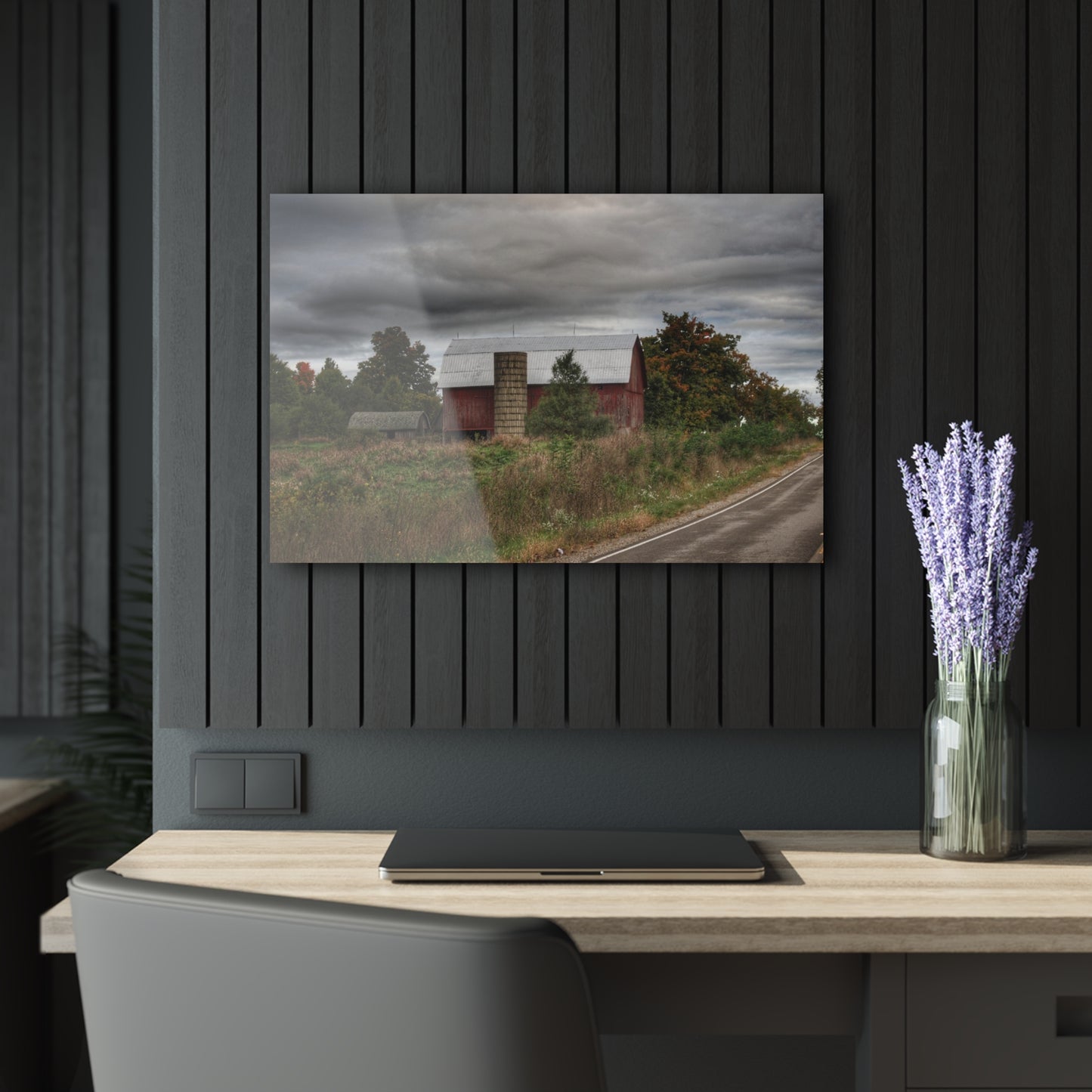 U R There Photography Columbiaville Red in Fall I Rustic Farmhouse Acrylic Wall Print