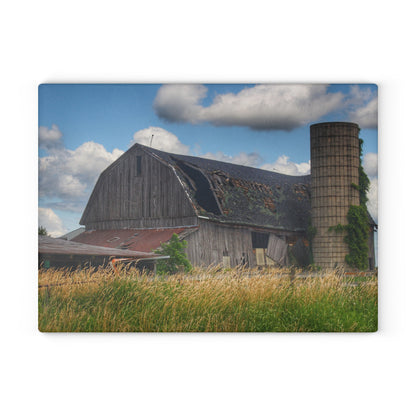 U R There Photography Millington Forgotten Grey Rustic Farmhouse Tempered-Glass Cutting Board