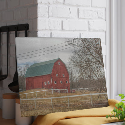 U R There Photography Diehl Road Red Rustic Farmhouse Tempered-Glass Cutting Board