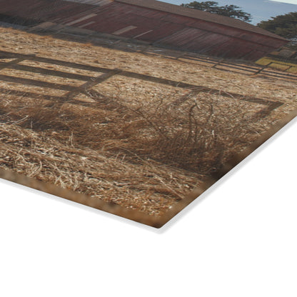 U R There Photography Hough Road Rural Red Rustic Farmhouse Tempered-Glass Cutting Board