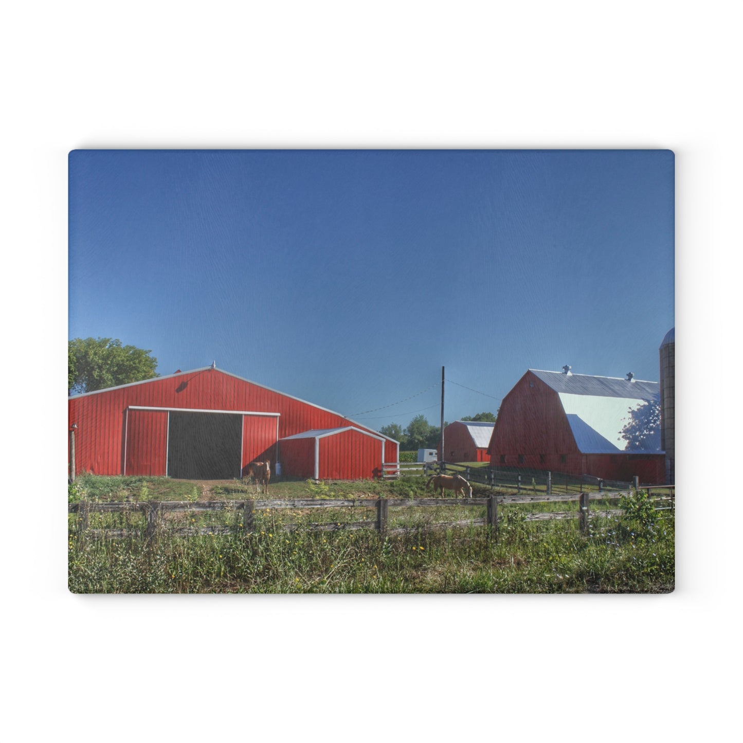 U R There Photography Mount Morris Road Farm and Horse Rustic Farmhouse Tempered-Glass Cutting Board