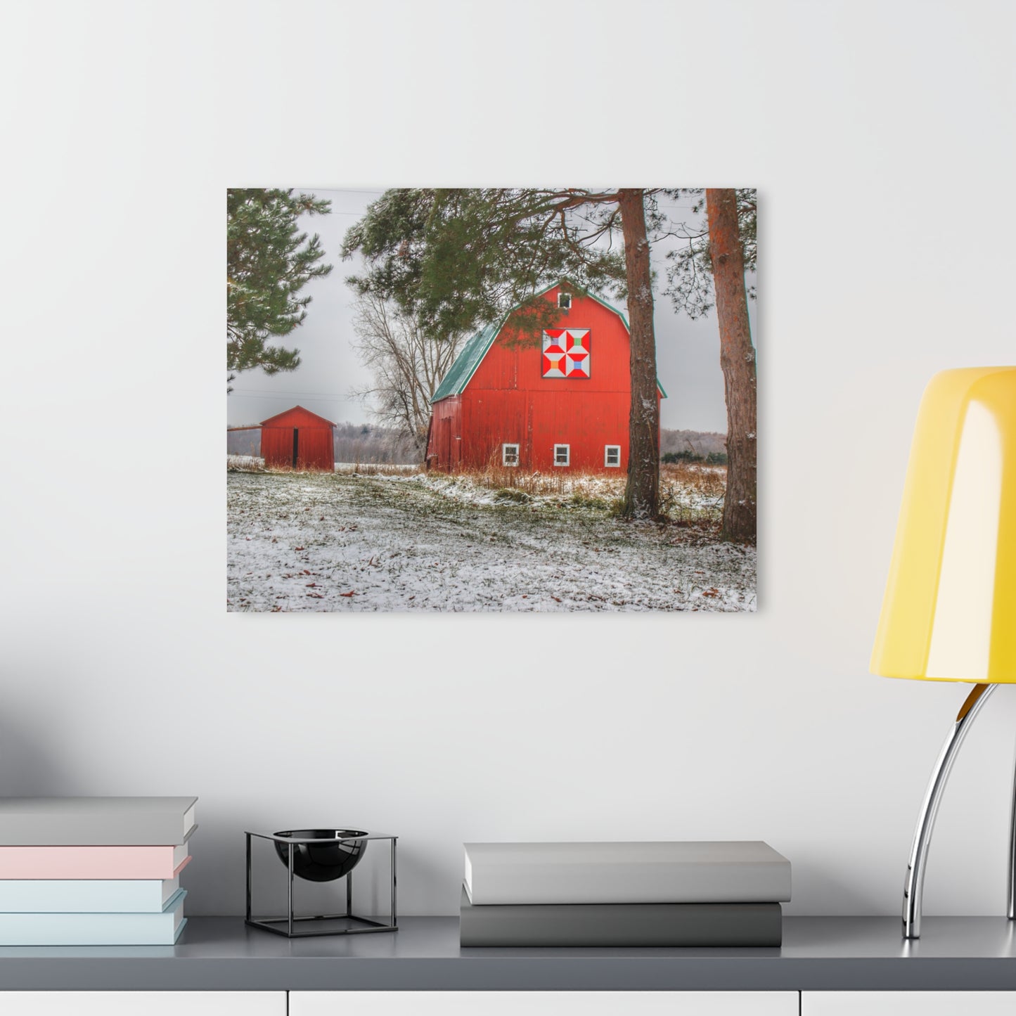 U R There Photography McKail Road Quilted Red Rustic Farmhouse Acrylic Wall Print
