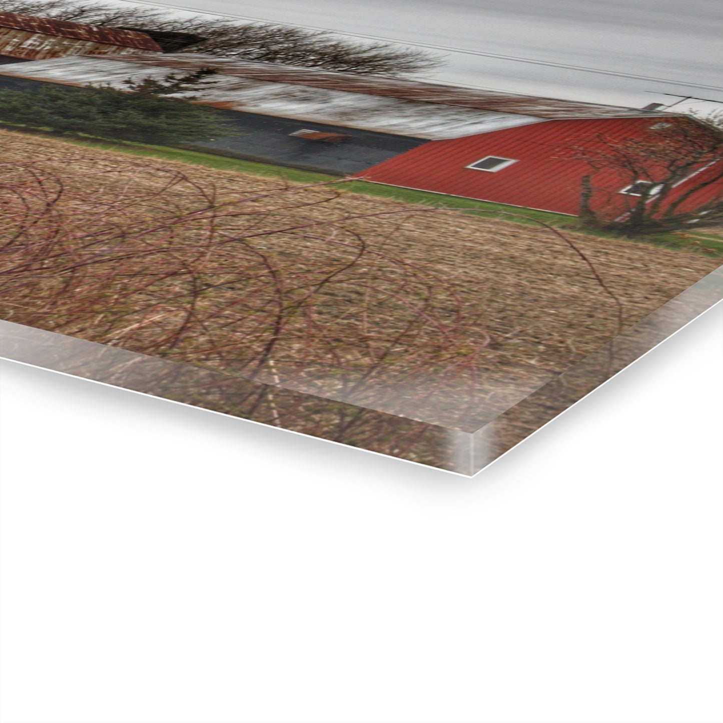 U R There Photography South Summers Road Rusted Grey and Little Red Rustic Farmhouse Acrylic Wall Print