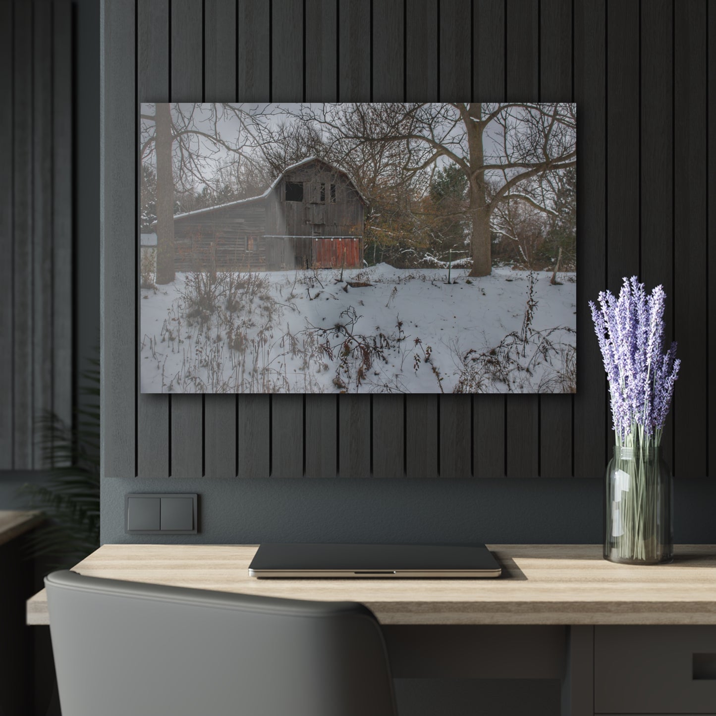 U R There Photography Hayes Road Grey in Winter II Rustic Farmhouse Acrylic Wall Print