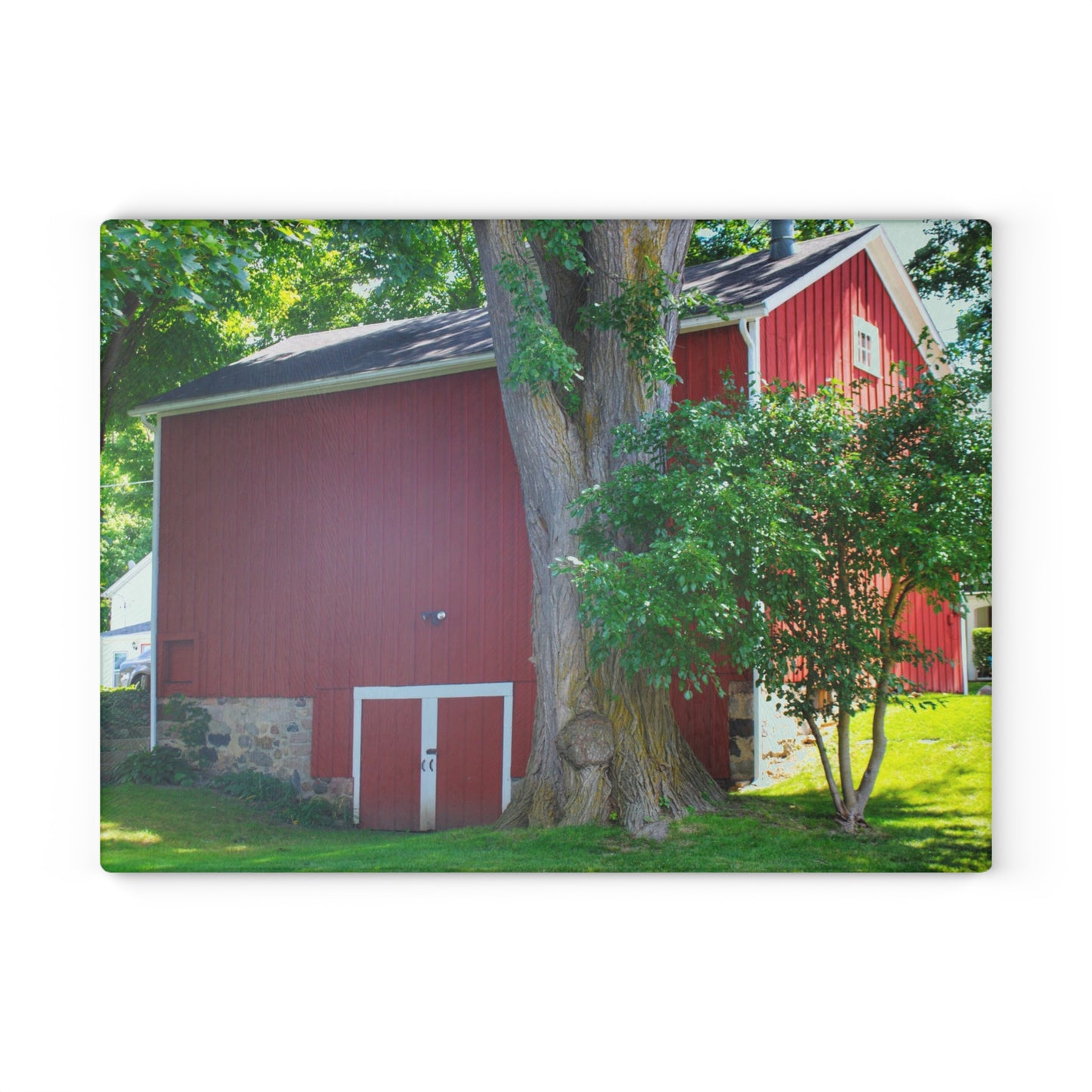 U R There Photography Court Street City Red Rustic Farmhouse Tempered-Glass Cutting Board