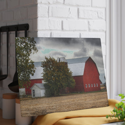 U R There Photography Wadsworth Road Red Rustic Farmhouse Tempered-Glass Cutting Board