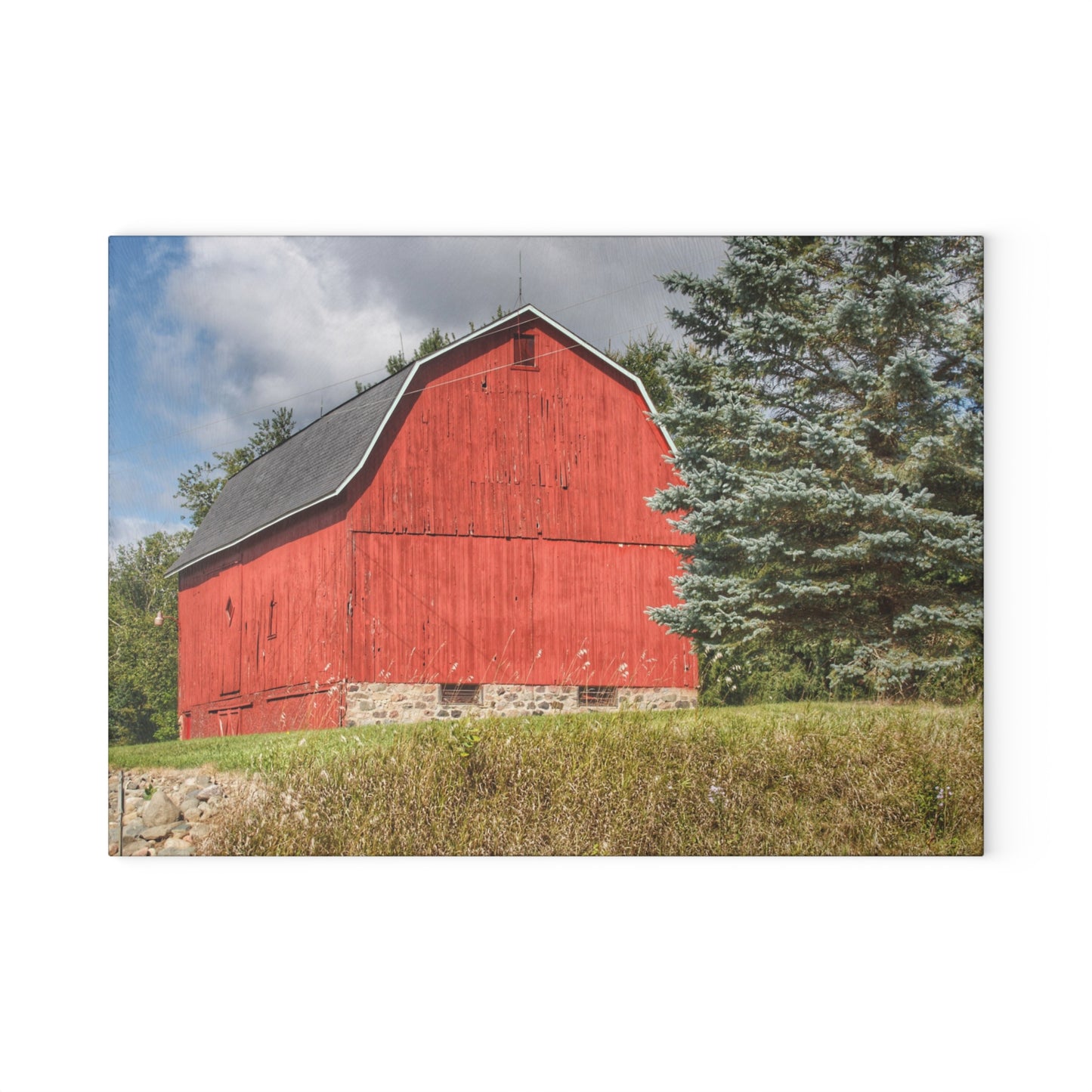 U R There Photography Oxford Baldwin Red Rustic Farmhouse Tempered-Glass Cutting Board