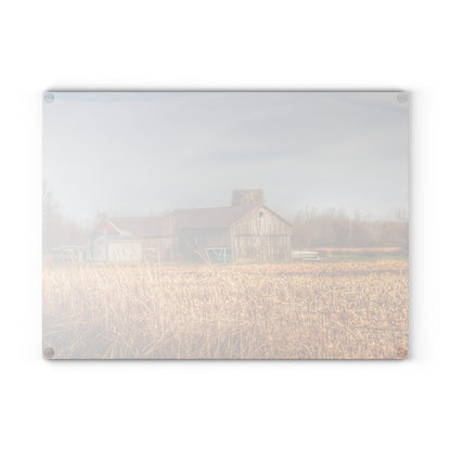 U R There Photography North Center Road Grey Rustic Farmhouse Tempered-Glass Cutting Board