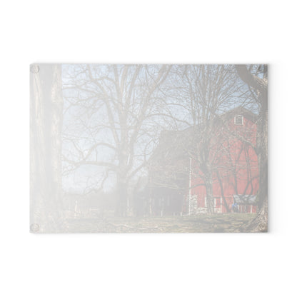 U R There Photography Hill Road Red Rustic Farmhouse Tempered-Glass Cutting Board