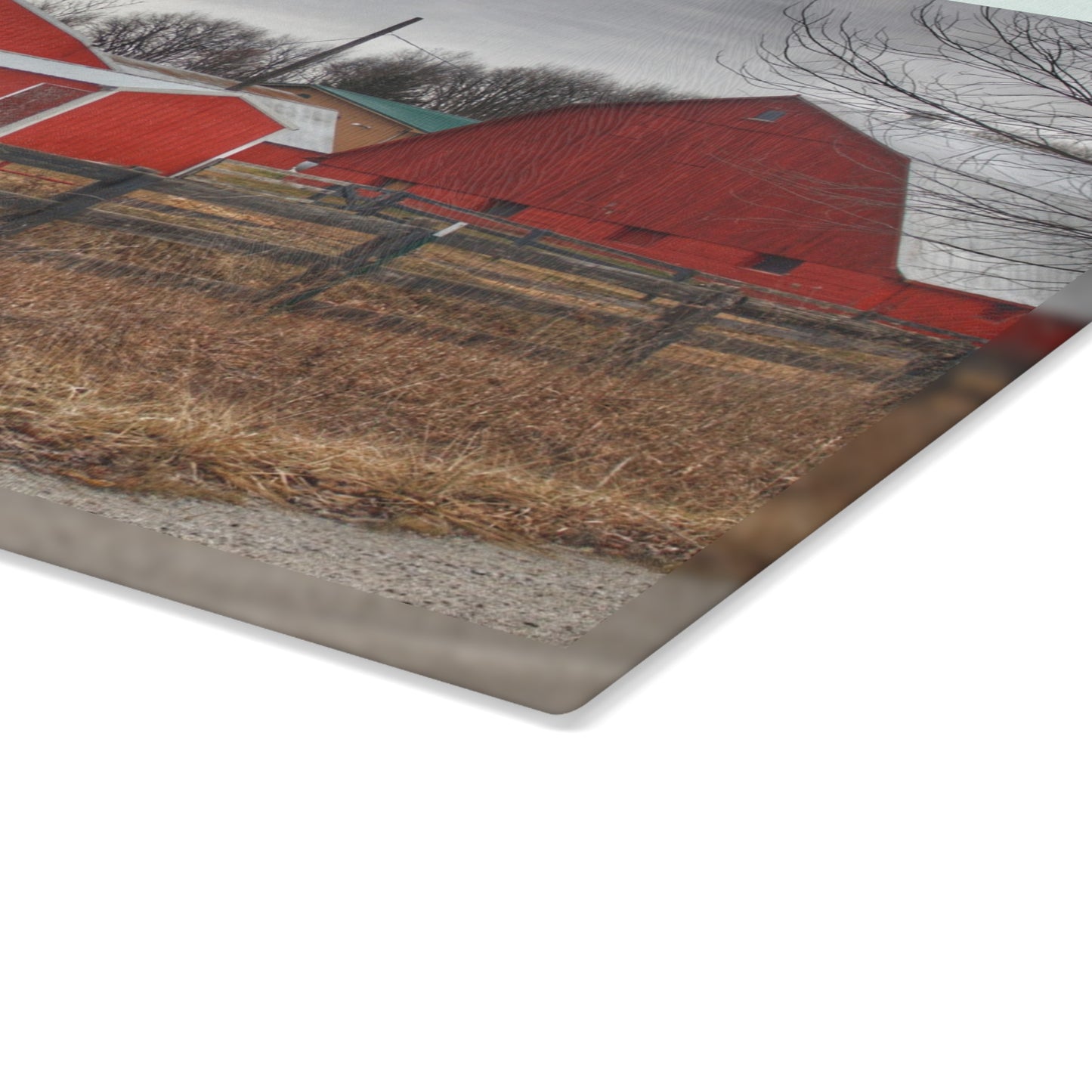 U R There Photography January Reds Rustic Farmhouse Tempered-Glass Cutting Board