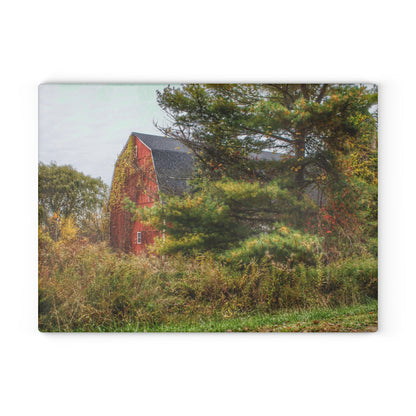 U R There Photography Green Corners Road Hidden Red Rustic Farmhouse Tempered-Glass Cutting Board