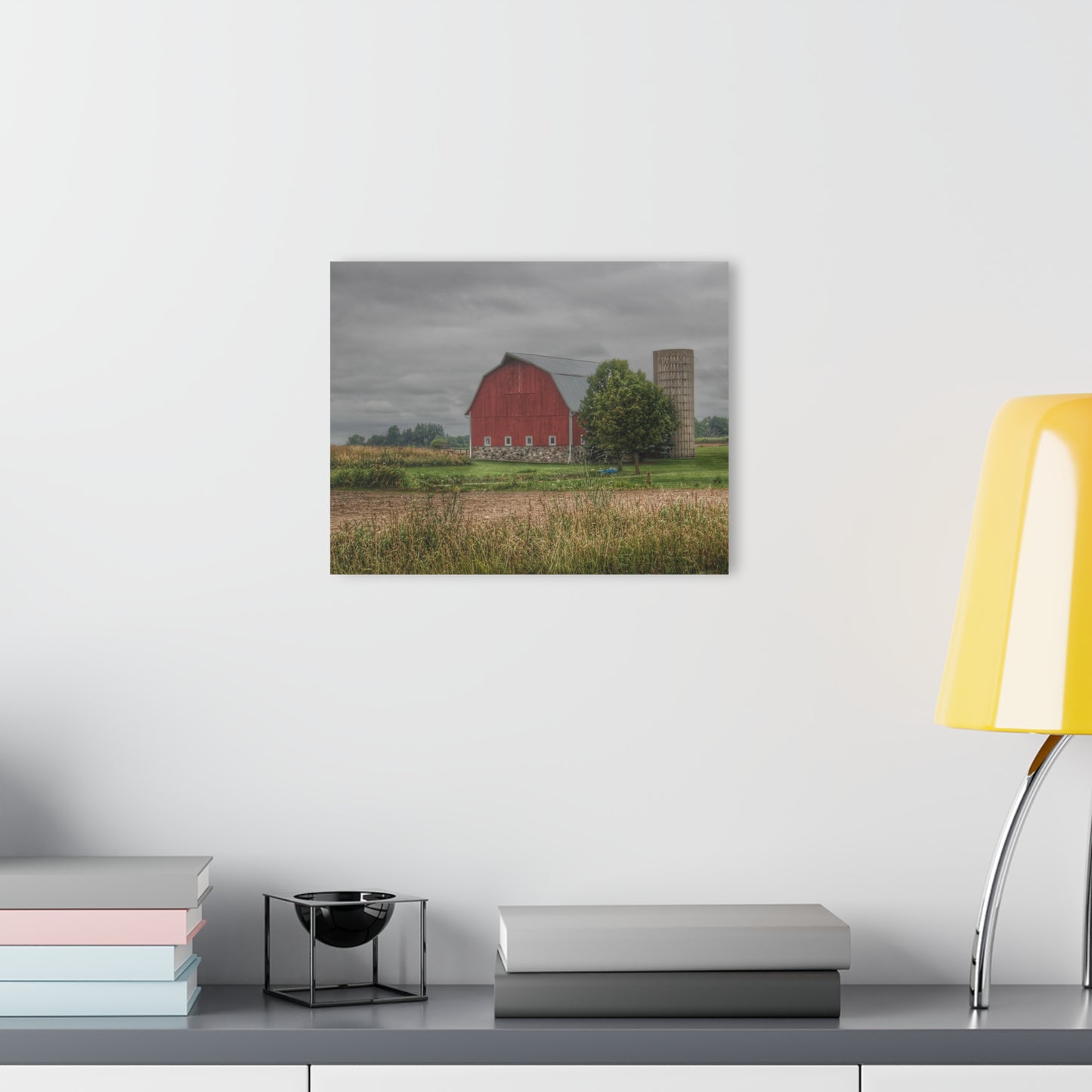 U R There Photography Clifford Road Red and Silo II Rustic Farmhouse Acrylic Wall Print