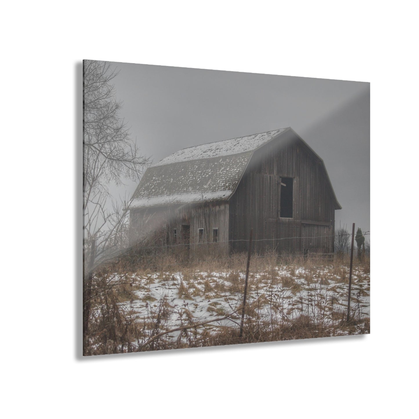 U R There Photography South Kirk Road Grey Rustic Farmhouse Acrylic Wall Print