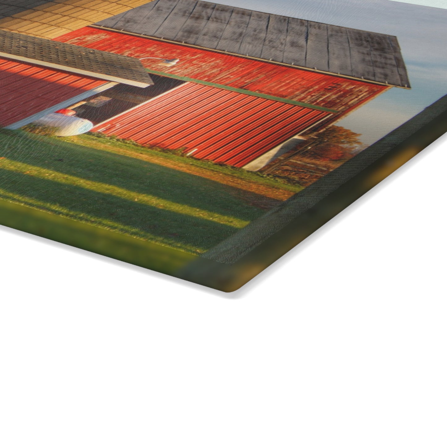 U R There Photography Peck Road Reds Rustic Farmhouse Tempered-Glass Cutting Board