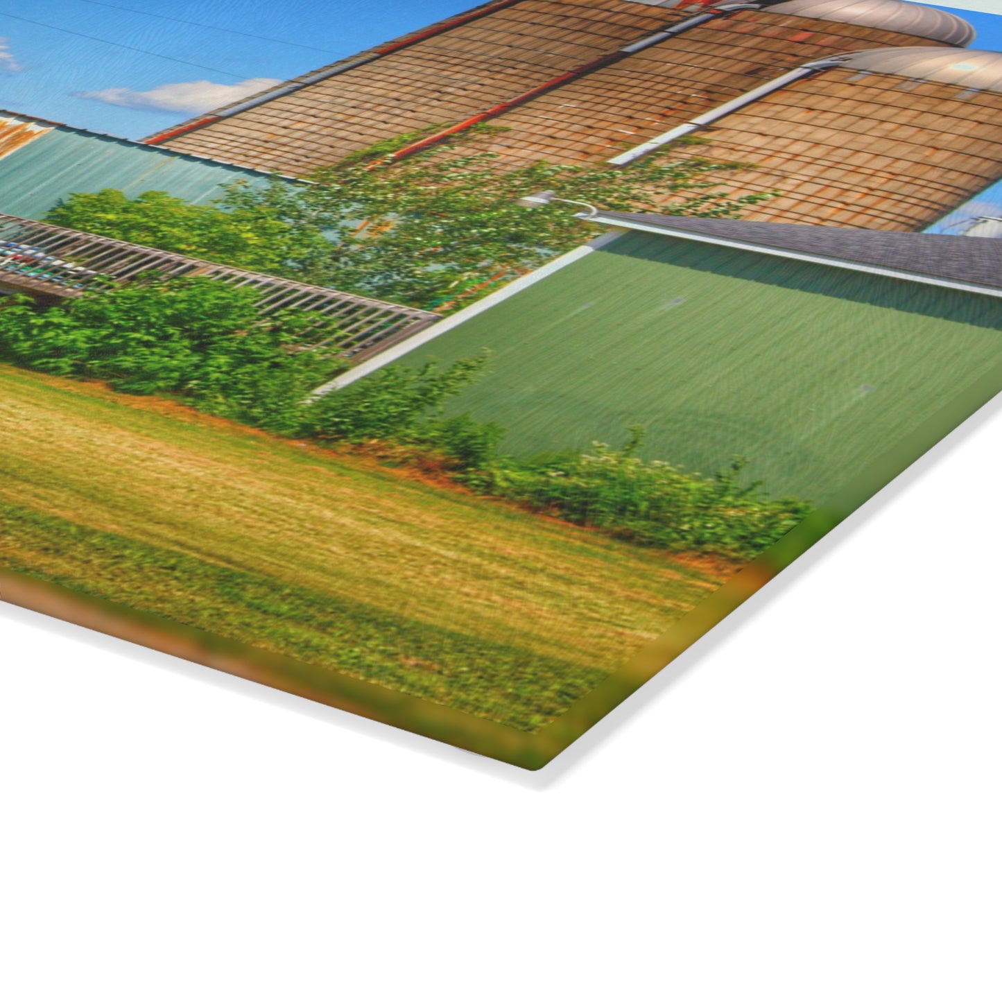 U R There Photography Morrish Road Silos I Rustic Farmhouse Tempered-Glass Cutting Board