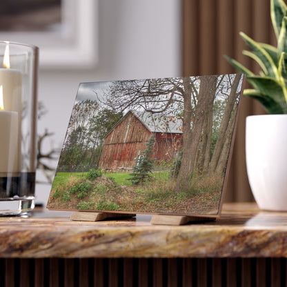 U R There Photography Big Fish Lake Road Red Rustic Farmhouse Decorative Ceramic Tile