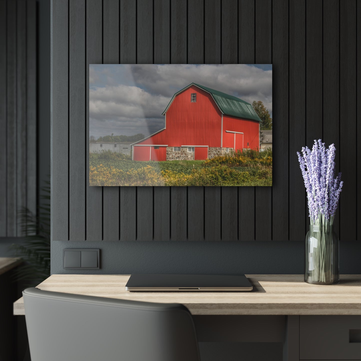 U R There Photography Valentine Road Fieldstone Red Rustic Farmhouse Acrylic Wall Print