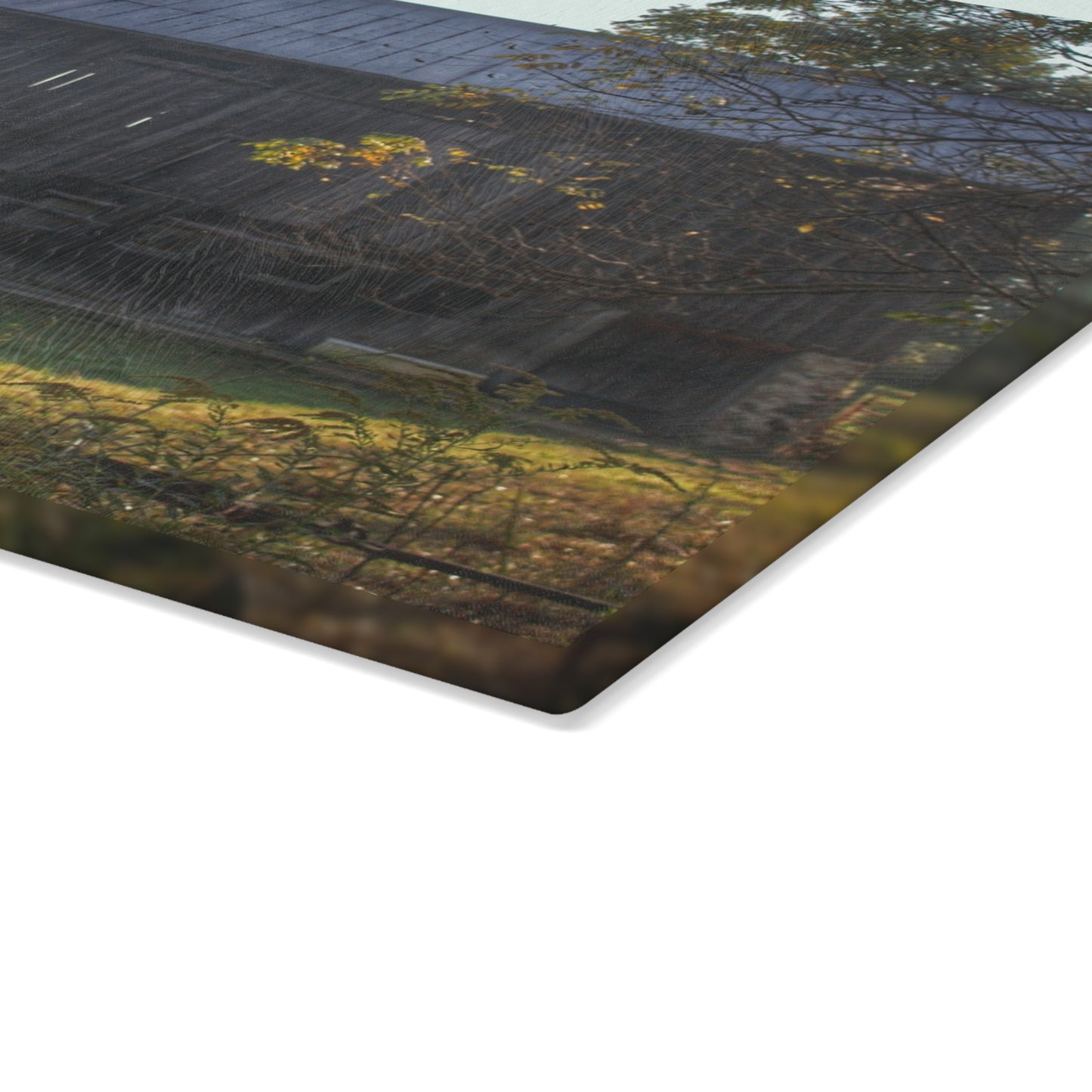 U R There Photography Summers Road Old Grey Rustic Farmhouse Tempered-Glass Cutting Board
