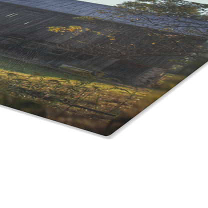 U R There Photography Summers Road Old Grey Rustic Farmhouse Tempered-Glass Cutting Board