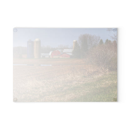 U R There Photography M-24 Northern Reds Farm Rustic Farmhouse Tempered-Glass Cutting Board