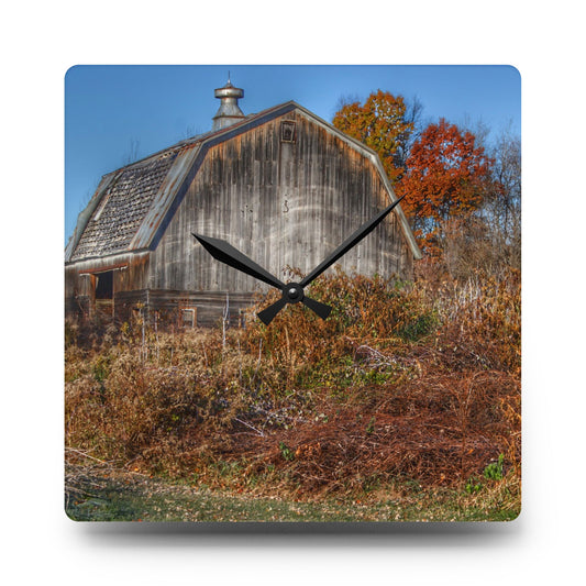 Vassar Road Hidden Grey II Rustic Farmhouse Acrylic Analog Wall Clock 10.75'' × 10.75'' (Square)
