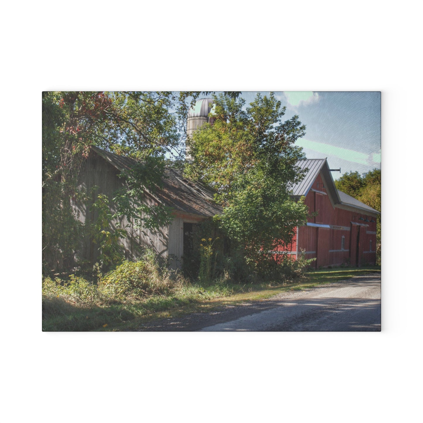 U R There Photography Bordman Roadside Buddies II Rustic Farmhouse Tempered-Glass Cutting Board