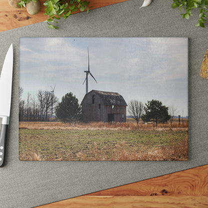 U R There Photography French Road Little Red Rustic Farmhouse Tempered-Glass Cutting Board