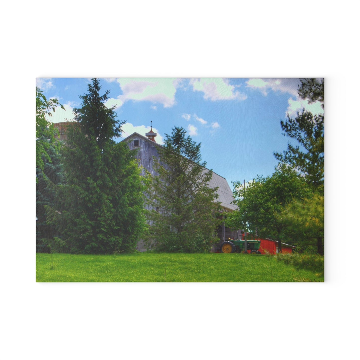U R There Photography Bordman Road Hidden Grey Rustic Farmhouse Tempered-Glass Cutting Board