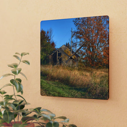 U R There Photography Clothier Road Grey Rustic Farmhouse Acrylic Analog Wall Clock