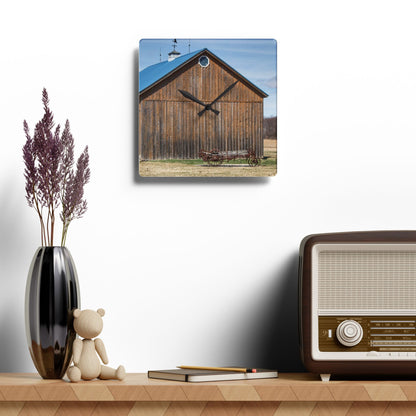 U R There Photography Barn and Buggy Rustic Farmhouse Acrylic Analog Wall Clock