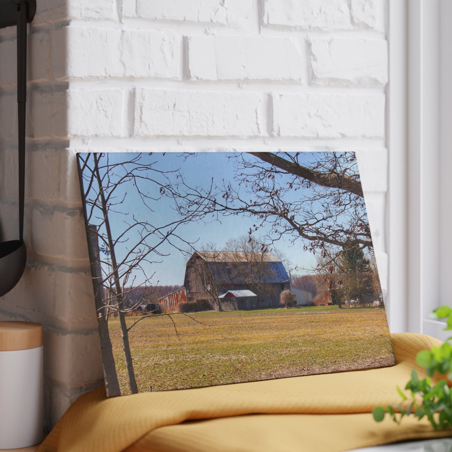 U R There Photography Rider Road Greys Rustic Farmhouse Tempered-Glass Cutting Board
