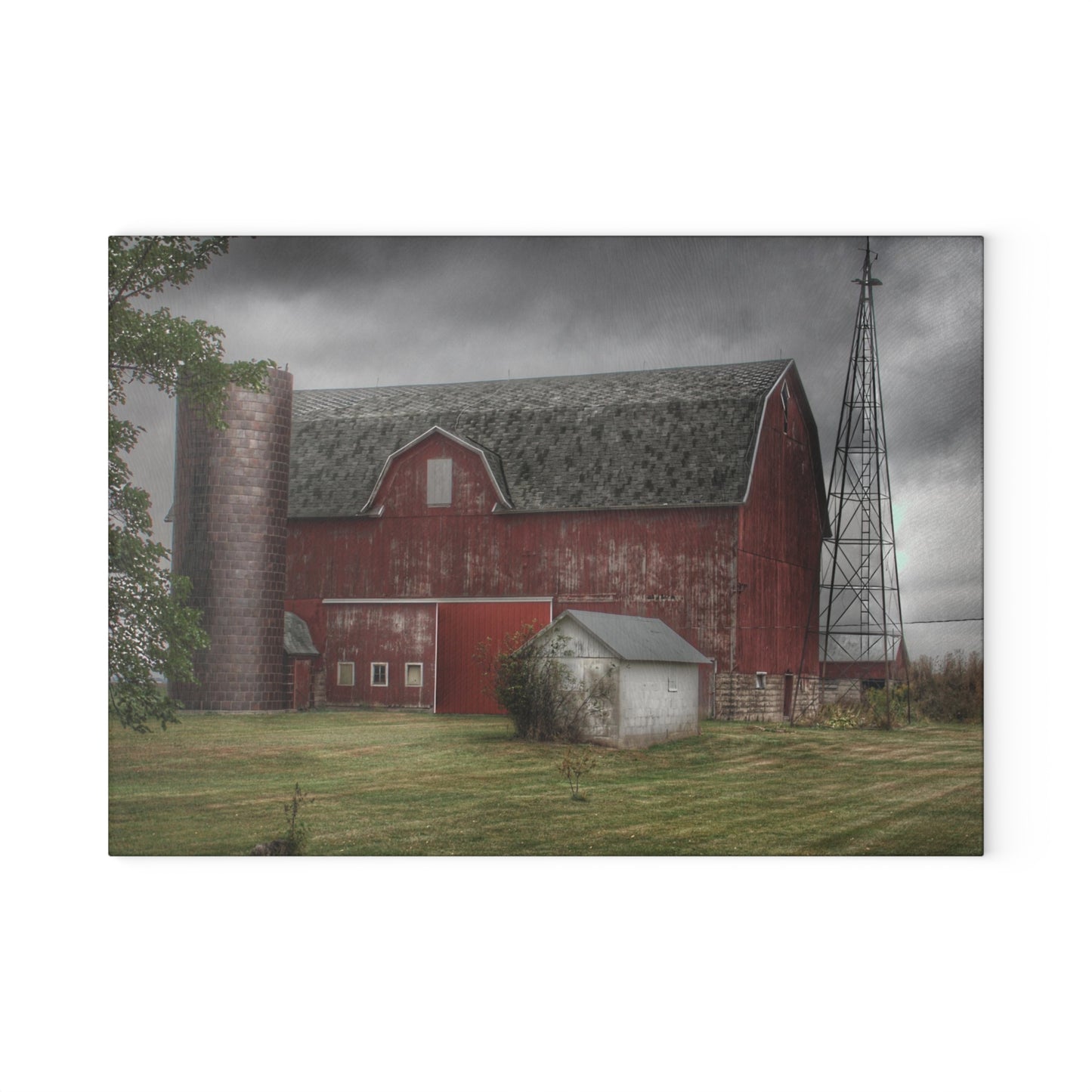 Barn Boutique Rustic Tempered-Glass Cutting Board| Weaver Road Red II