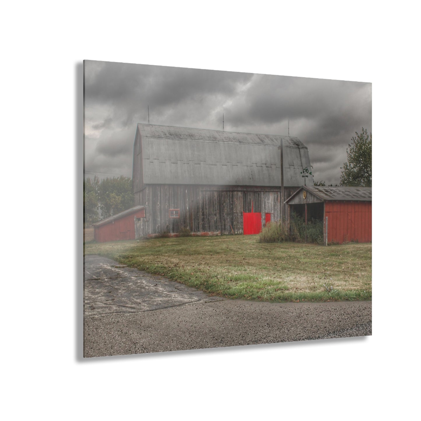 U R There Photography Wadsworth Road Grey Saltbox Rustic Farmhouse Acrylic Wall Print
