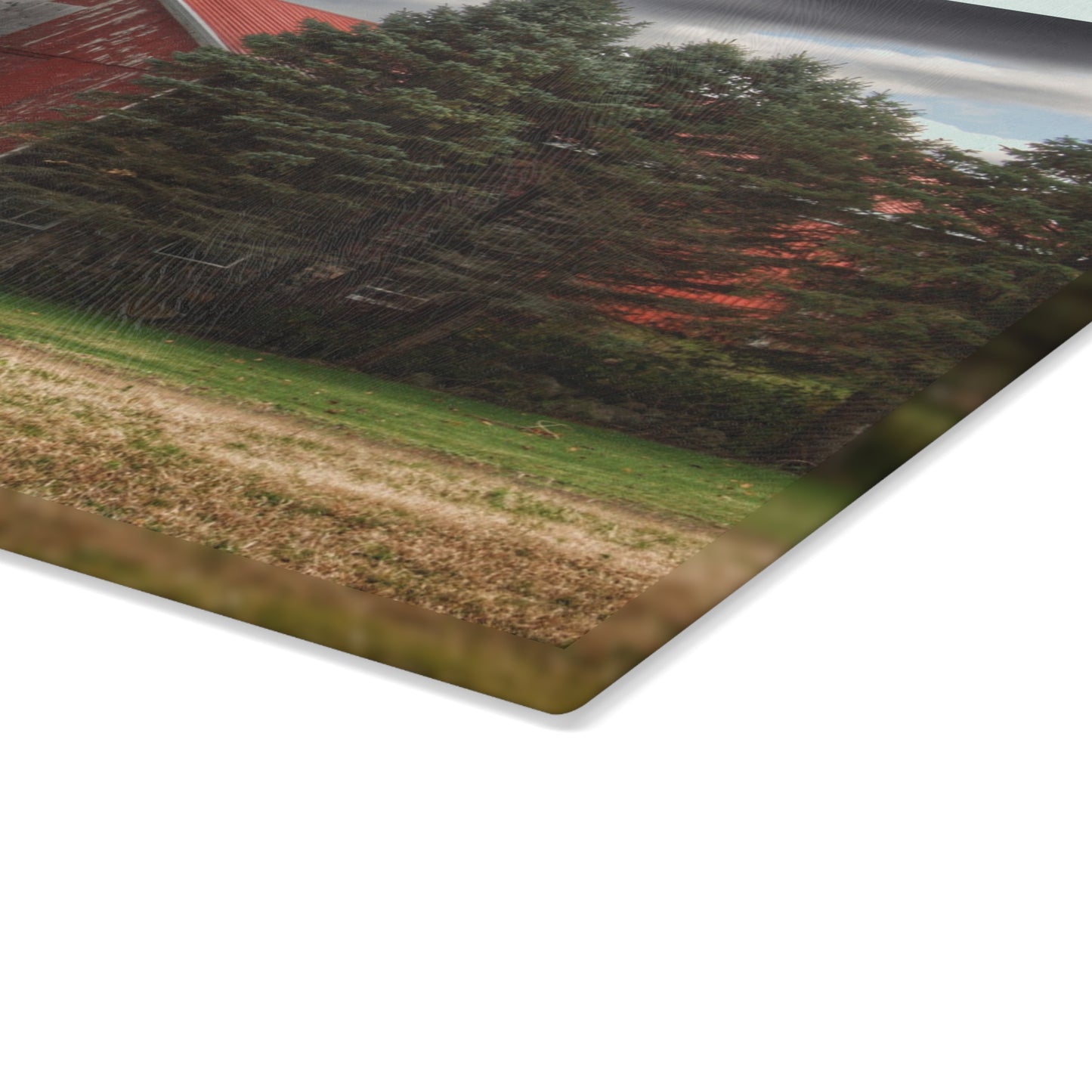 Barn Boutique Rustic Tempered-Glass Cutting Board| Laur Road Red Among the Pines I