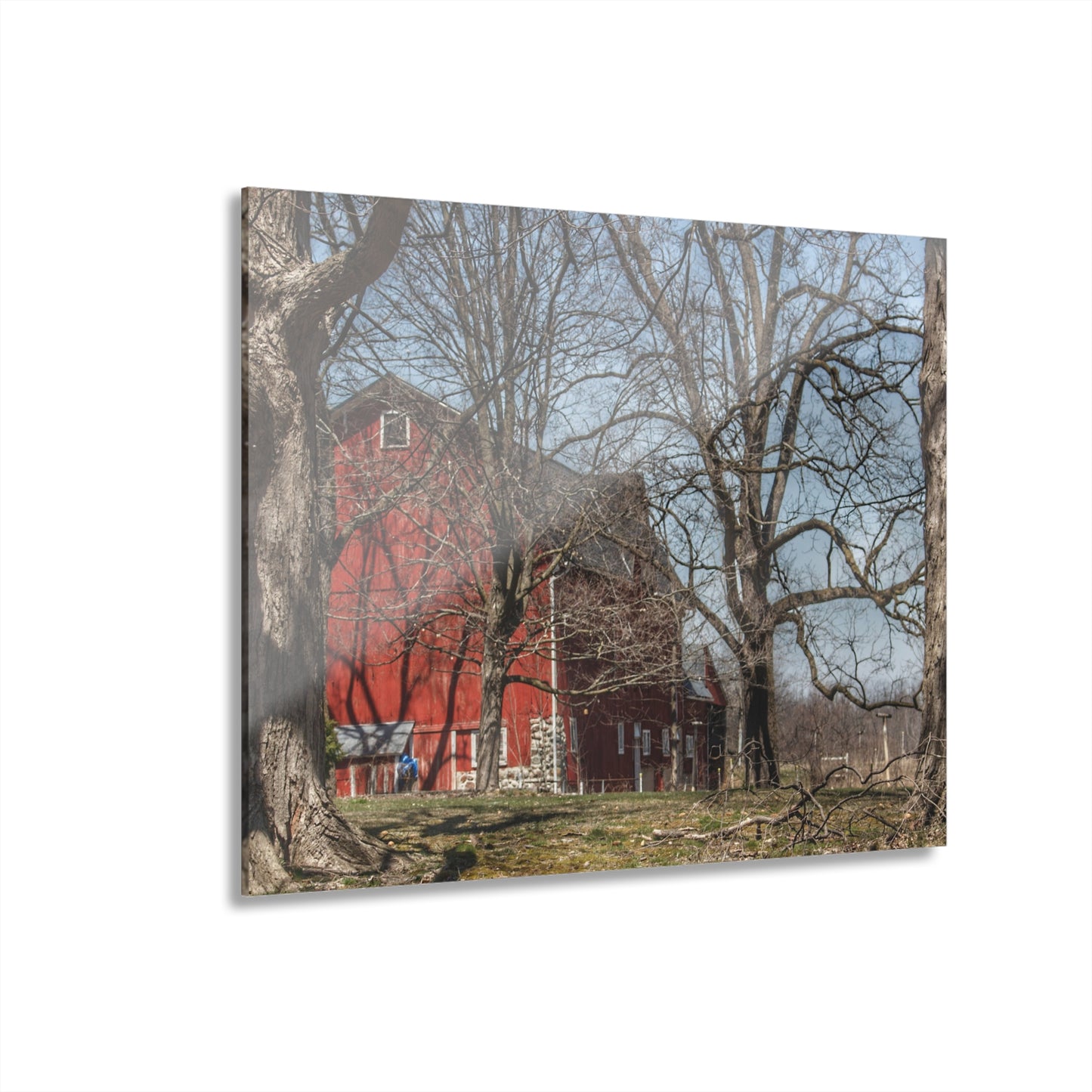 U R There Photography Hill Road Red Rustic Farmhouse Acrylic Wall Print