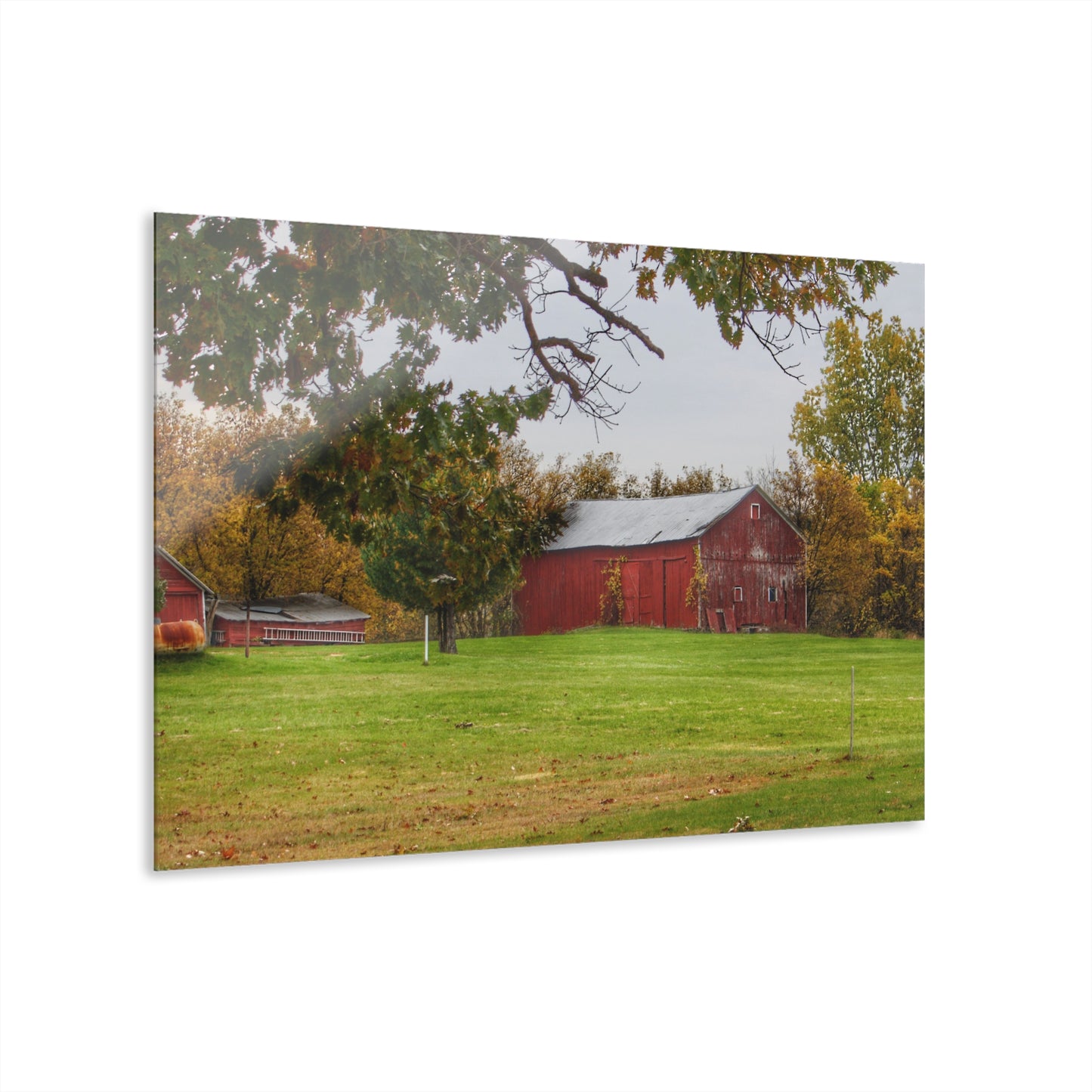 U R There Photography Hill Road Roadside Red Rustic Farmhouse Acrylic Wall Print