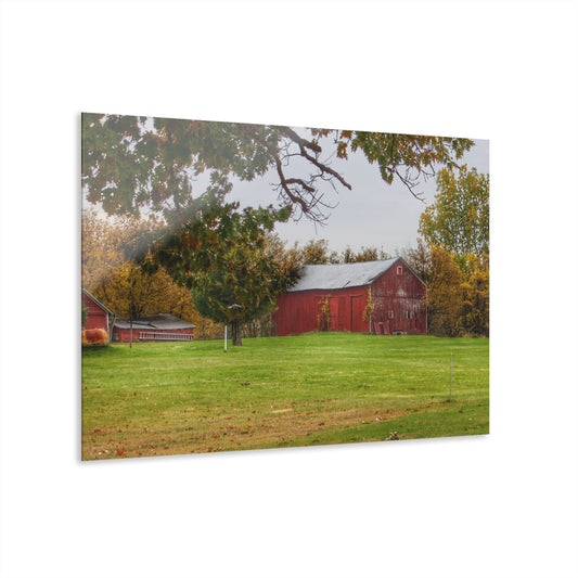 U R There Photography Hill Road Roadside Red Rustic Farmhouse Acrylic Wall Print