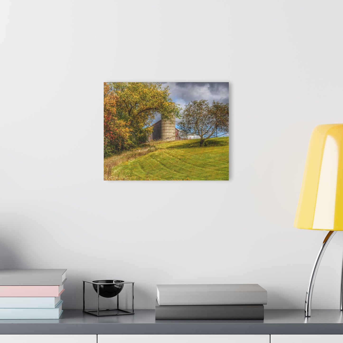 U R There Photography M-24 Hilltop Grey Rustic Farmhouse Acrylic Wall Print