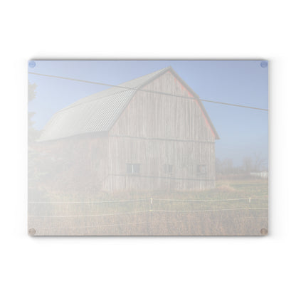 U R There Photography Dodge Road Grey I Rustic Farmhouse Tempered-Glass Cutting Board