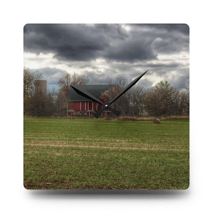 U R There Photography Booth Road Hidden Red II Rustic Farmhouse Acrylic Analog Wall Clock