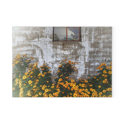 U R There Photography Golden Blooms on McDowell Rustic Farmhouse Tempered-Glass Cutting Board