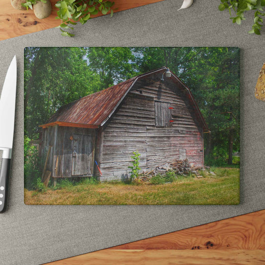 U R There Photography Roadside Grey Rustic Farmhouse Tempered-Glass Cutting Board