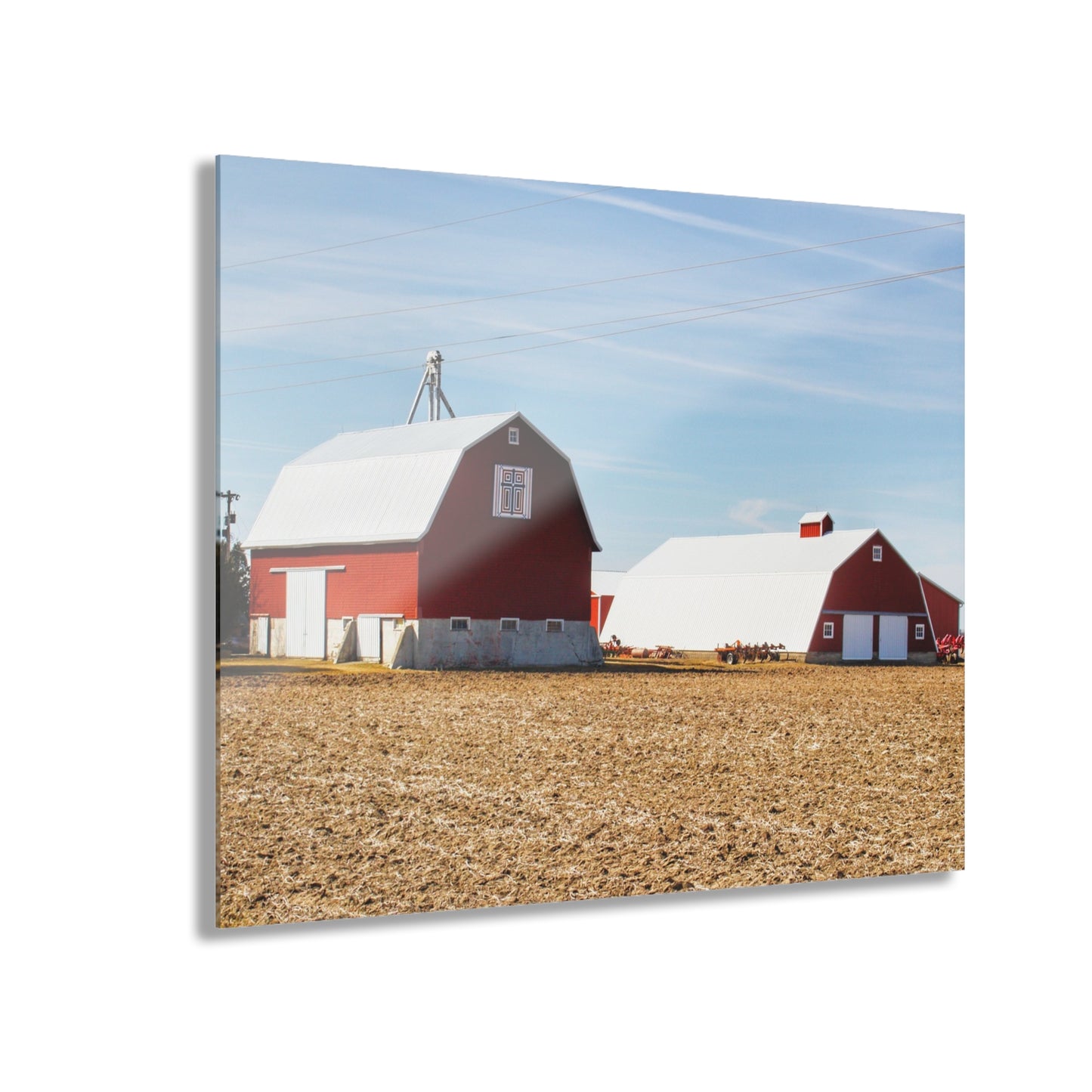U R There Photography French Road Quilted Red Rustic Farmhouse Acrylic Wall Print