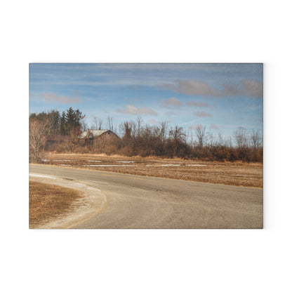 U R There Photography North Hunt Road Farm I Rustic Farmhouse Tempered-Glass Cutting Board