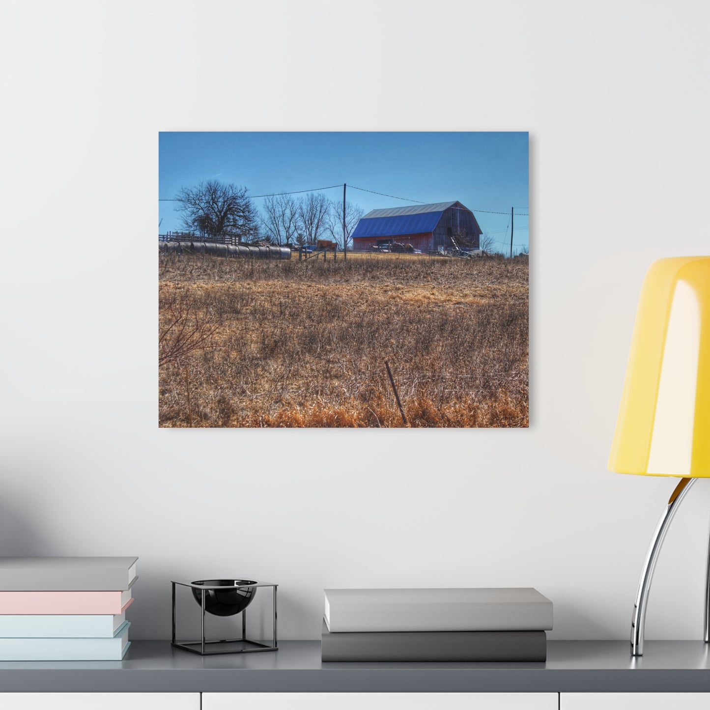 U R There Photography Marathon Haybarn on the Hill I Rustic Farmhouse Acrylic Wall Print