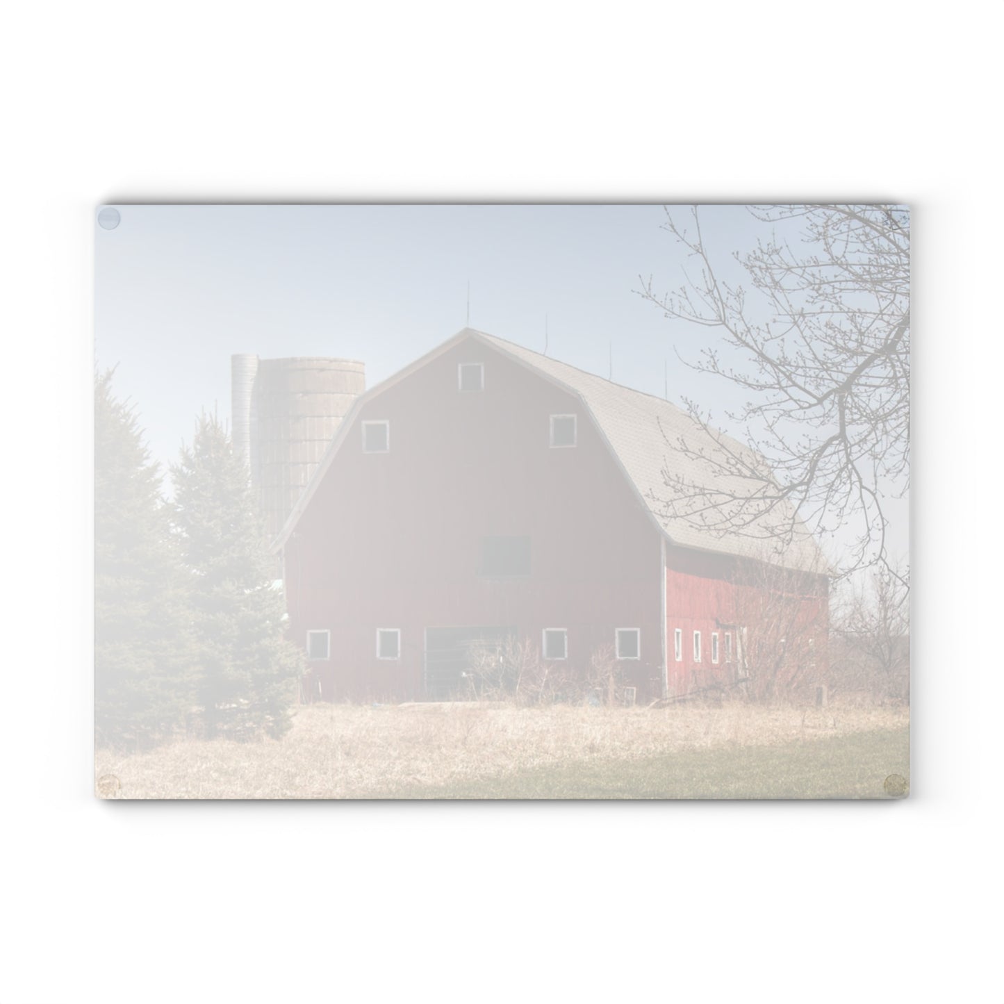 U R There Photography Hadley Red II Rustic Farmhouse Tempered-Glass Cutting Board
