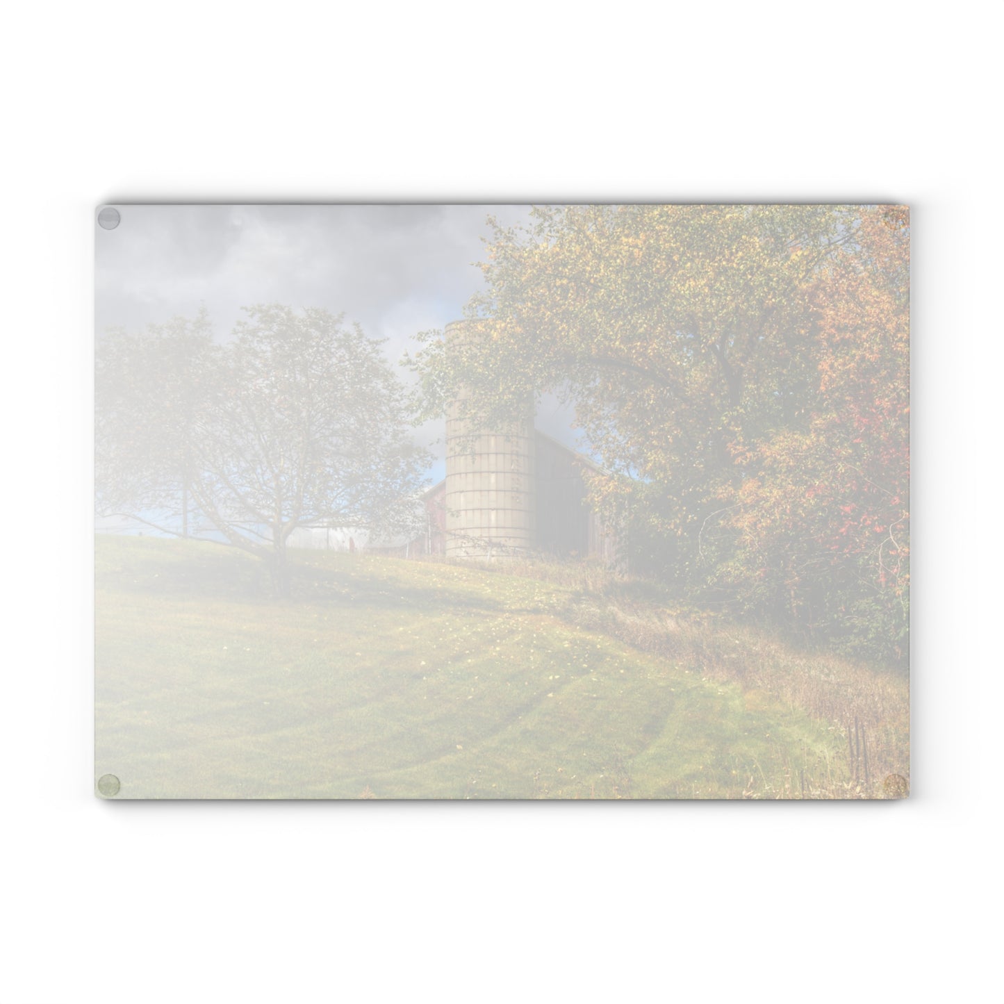U R There Photography M-24 Hilltop Grey Rustic Farmhouse Tempered-Glass Cutting Board