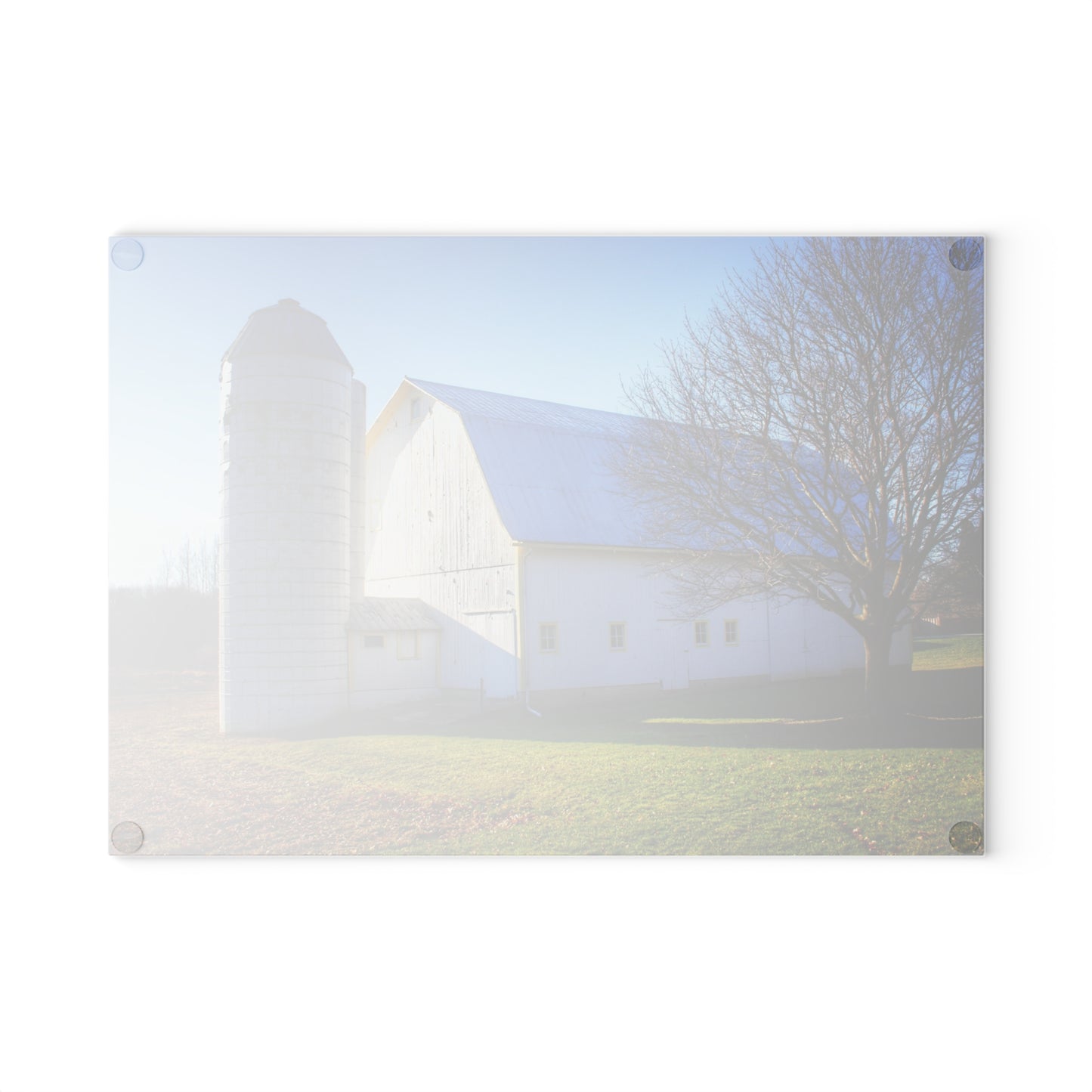 U R There Photography Elba White Rustic Farmhouse Tempered-Glass Cutting Board